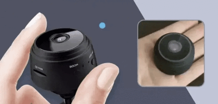 Gif of showing how compact Spy Focus camera is